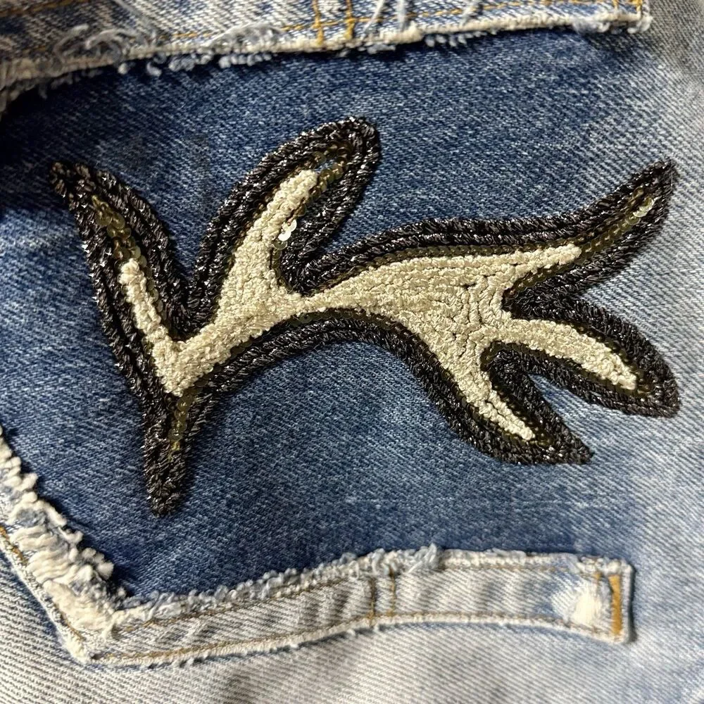 Vtg Levis 501 Cutoff Short Reworked History Repeats Custom Antler Beadwork Sz 34